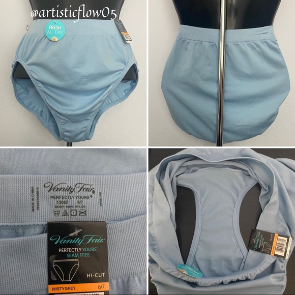 NEW! Vanity Fair Perfectly Yours Seam Free Hi-Cut Misty Grey Blue Underwear - Picture 4 of 4